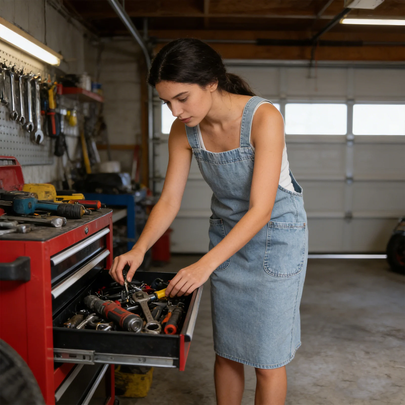 

Cotton Denim Apron Blue with Two Pockets Unisex Bib Style for Adult Cooking Baking Bbq Crafting Hair Stylist Workwear Functional