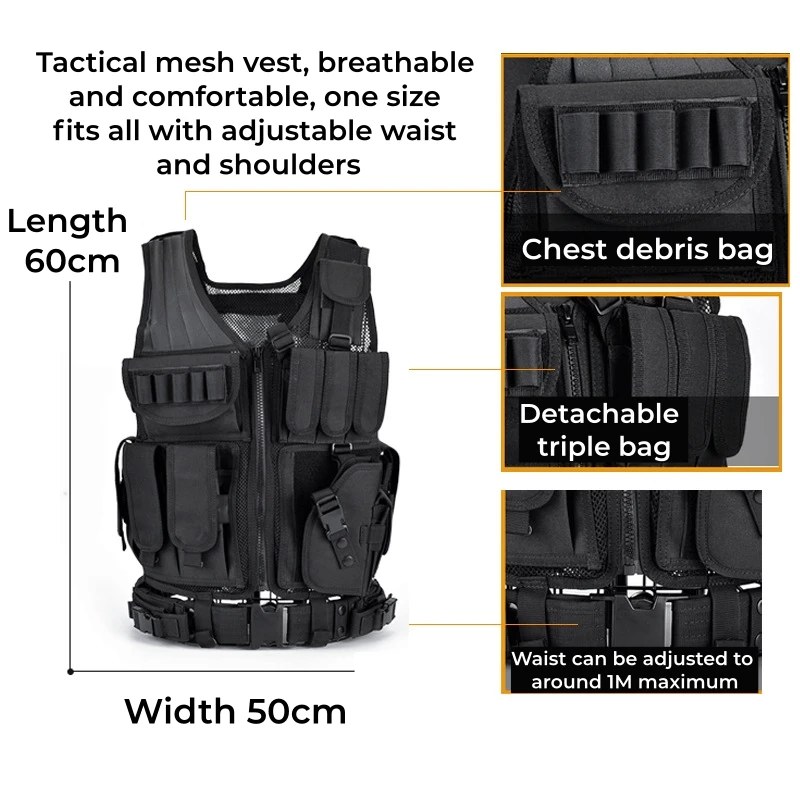 Imagem -06 - Tactical Combat Armor Vests For Homem Airsoft Training Vest Ajustável Segurança Caça Outdoor cs