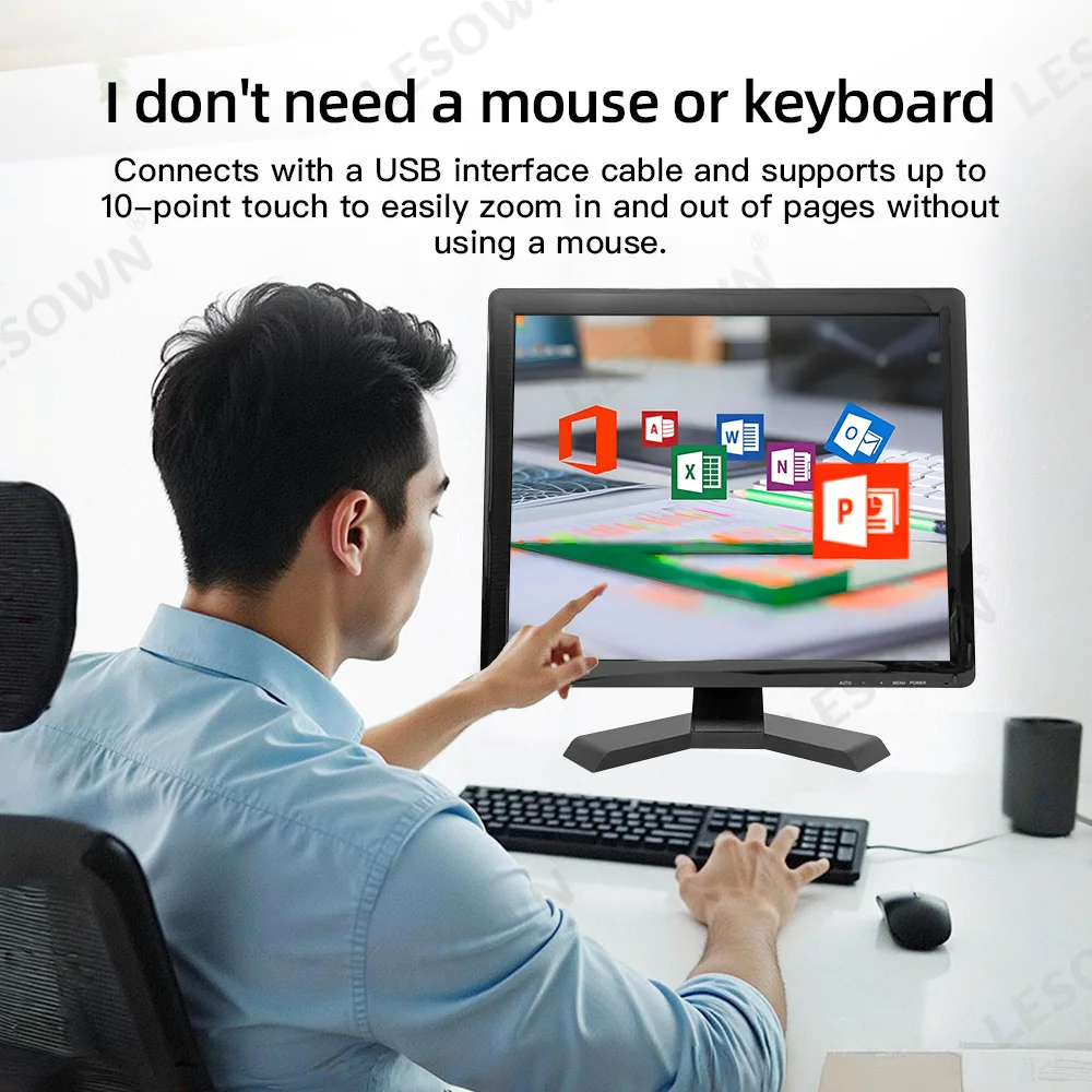 LESOWN Touch IPS Screen 19 Inch LCD 1280x1024 Resolution with VGA HDMI AV BNC USB Computer Extended Screen for Retail Restaurant