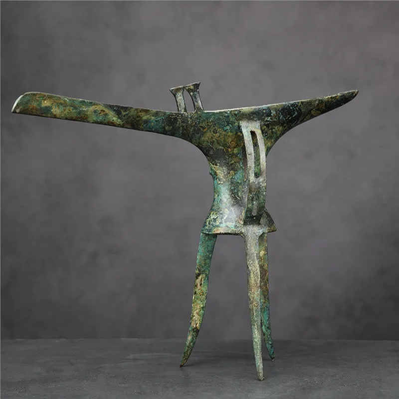 Adhesive Nail Grain -Shaped Bronze Vessel Ancient Cup Copper Wine Two Li Head Huaxia Jue