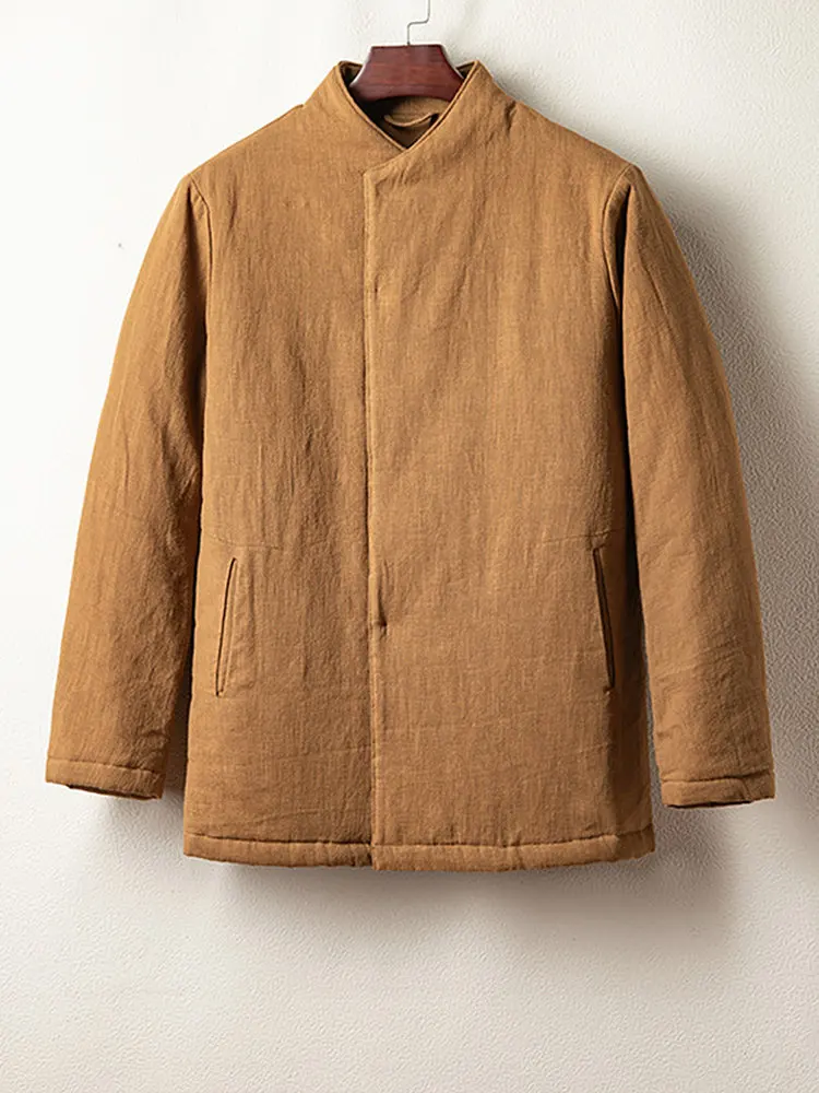 

Хлопковая мужская куртка в стиле ретро в китайском стиле с воротником-стойкой, свободная теплая верхняя одежда больших размеров, пальто в стиле ханьфу, длинное свекло