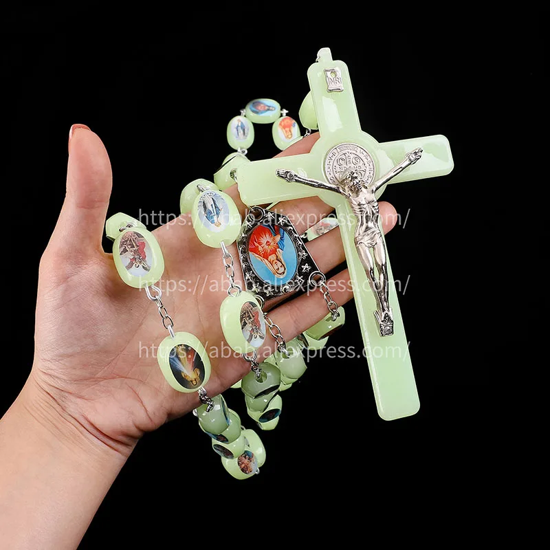 Catholic large rosary necklace Jesus icon mixed icon, beads rosary necklace Catholic beads necklace