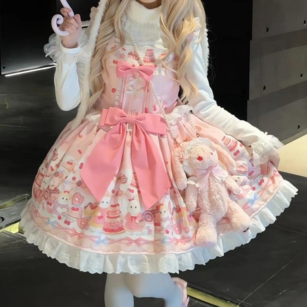 

Princess Original Lolita [Cute Rabbit Sweetheart] Cute Sweet Strap Skirt Sweet Versatile Lolita Regular Fit
