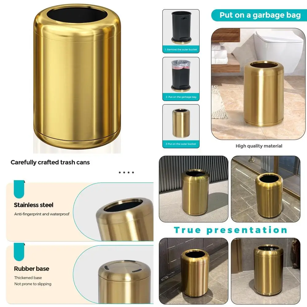 

Античный латунный мусорный бак для ванной комнаты — корзина для мусора емкостью 2,1 галлона для домашнего, офиса и гостиничного использования