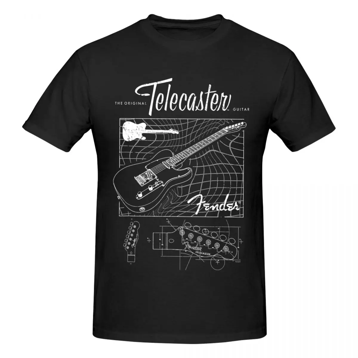 Fender The Original Telecaster Guitar Schematic Funny T Shirts Graphic Y2K Gifts Cotton Tshirts For Men Women Clothes