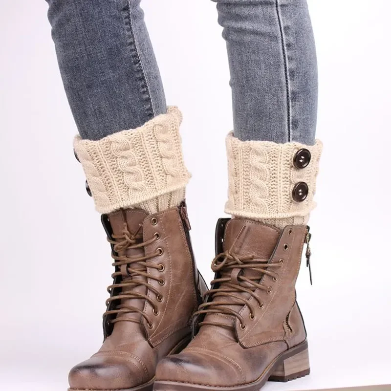 Fried Dough Twists wool socks Solid Color Women Crochet Boot Leg Warmers Boot Cover Keep Warm Socks Boot Toppers Gaiters