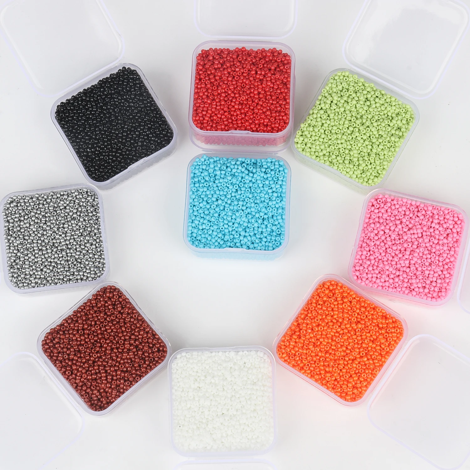 4000 Stück 2mm bunte lose tschechische Glas-Saatperlen in Box, kleine Taillenperlen für Schmuckherstellung, Charms, Armbänder, Ohrringe, Accessoires – Detail 6