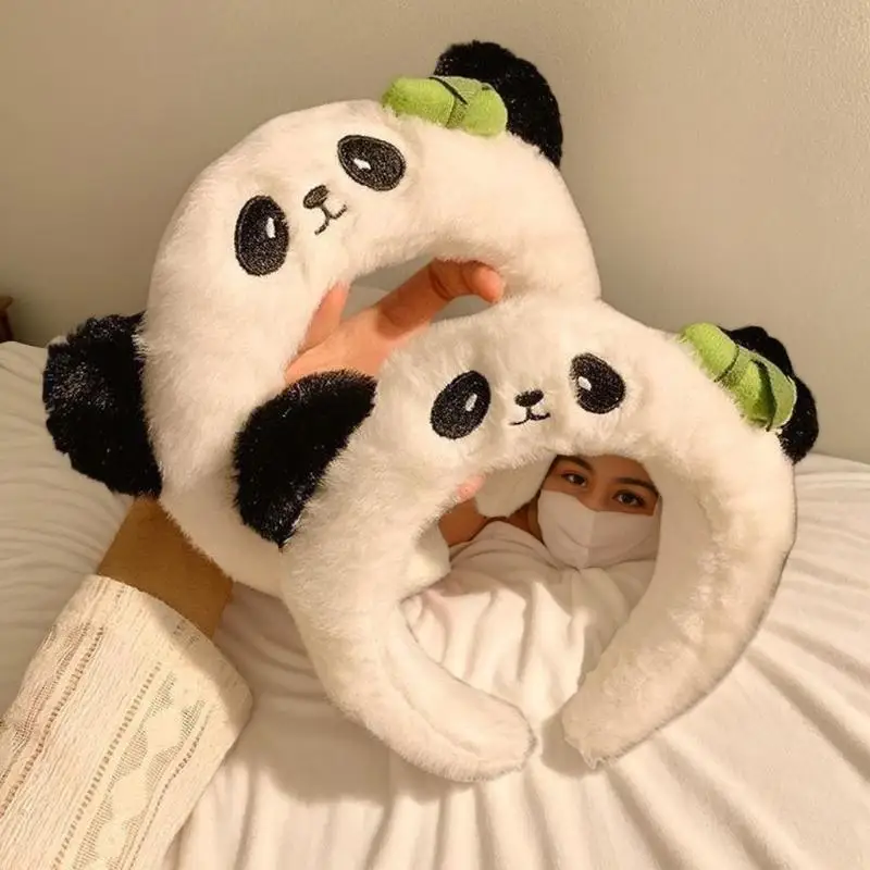 عصابة رأس لعبة الباندا الناعمة الجذابة لغسل الوجه للنساء، إكسسوار شعر فريد من نوعه على شكل حديقة الحيوان