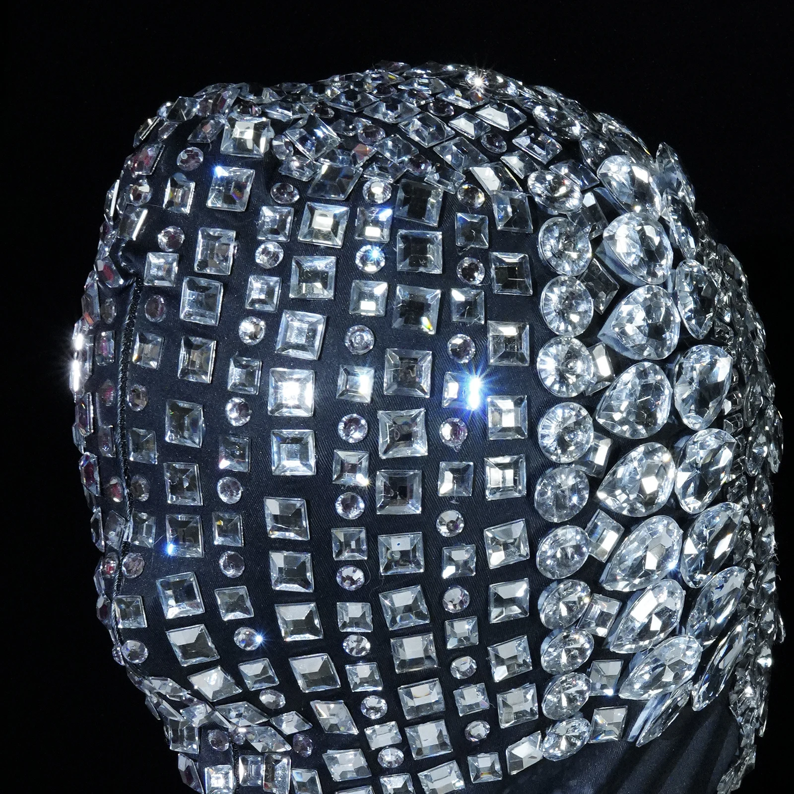 لامعة الرجال أغطية الرأس حفلة حجر الراين عيد الميلاد ملهى ليلي Dj ملثمين المغني كريستال قبعة المرحلة اكسسوارات الأداء الديكور