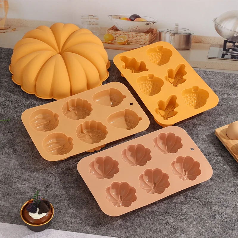 Silicone Baking Mold DIY Pumpkin Nut Leaves Joy of Harvest Fondant Cake Silicone Halloween Art Craft Decorating Tool