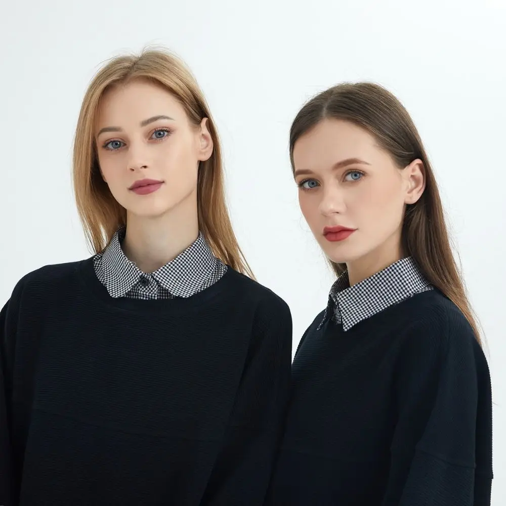 Detachable Plaid Fake Collar Houndstooth Black Adjustable Neckline Square Collar Sharp Collar False Blouse Collar