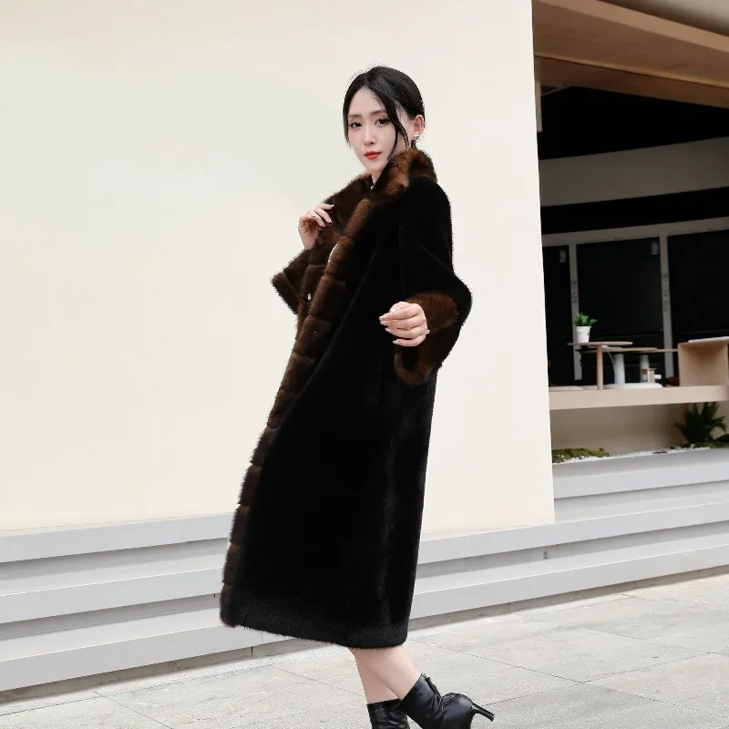 Nieuw herfst- en winterjasje van los warm namaakbont met nieuw Chinees ontwerp, gepersonaliseerde bontkraag, must-have voor stadsmeisjes