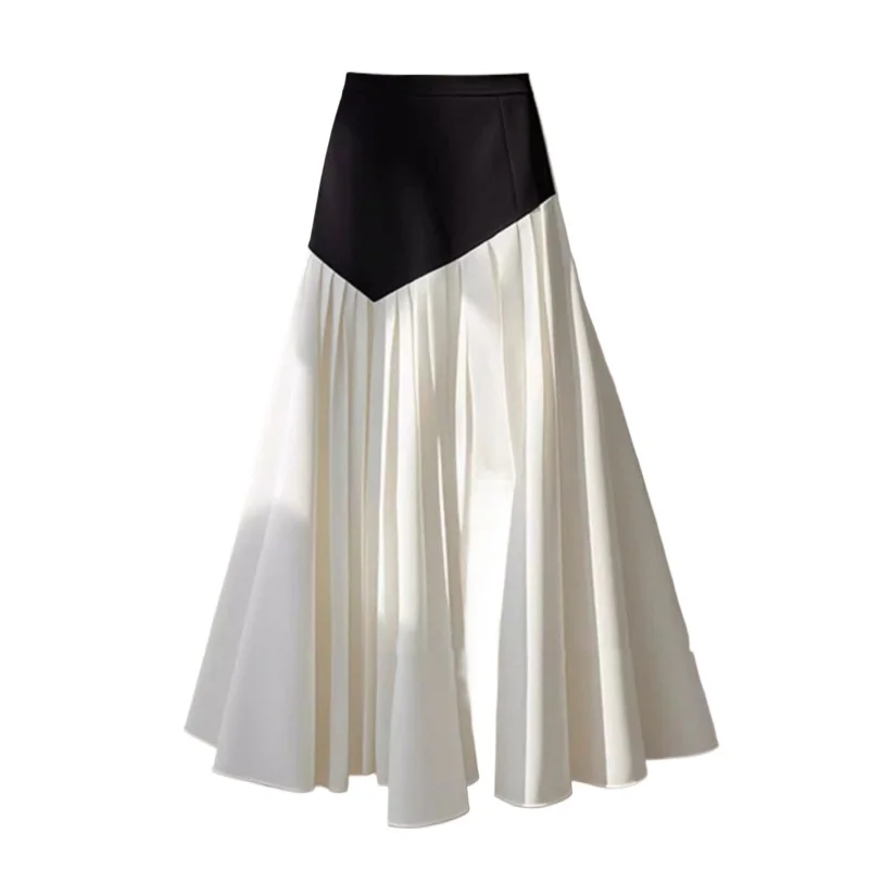 

Интернет-знаменитости, модная взрывная легкая роскошная юбка-зонтик с высокой талией, драпированная тонкая контрастная цветная тонкая юбка