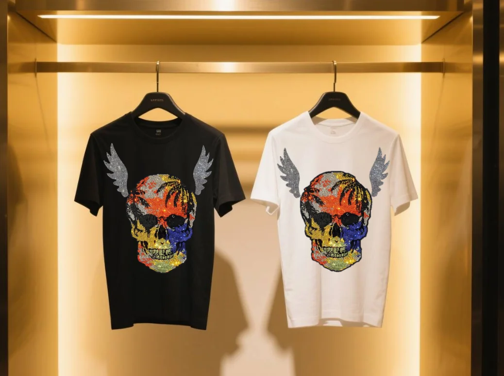 

Summer Designer Men's Rhinestone T-Shirts - Luxury Brand Tees Trendy Top for Fashion Guys