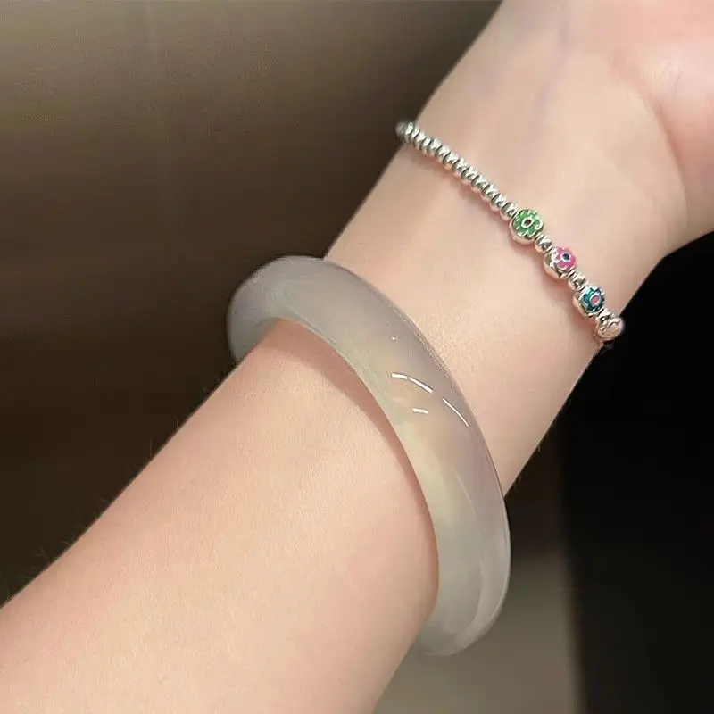 Ice white moonlight bracelet Ice white moonlight cat eye bracelet High ice ancient style high value jade bracelet