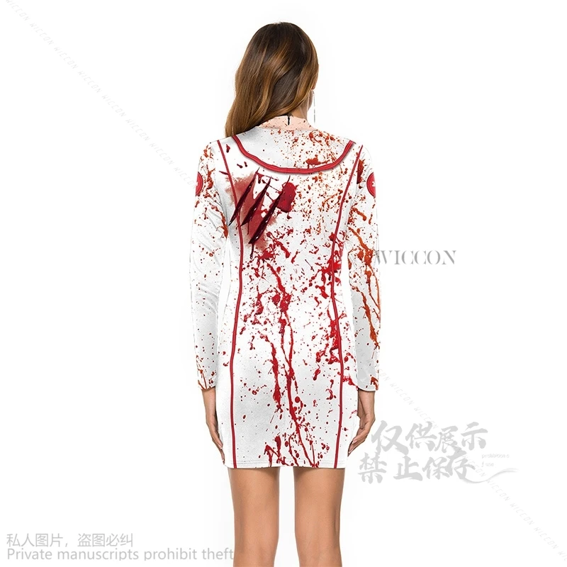 Halloween Horror Bloed Verpleegster Uniform Cosplay Kostuums Vrouwen Meisjes Jurk Sexy Lolita Ainme Rok Party Carnaval Maskerade Pak