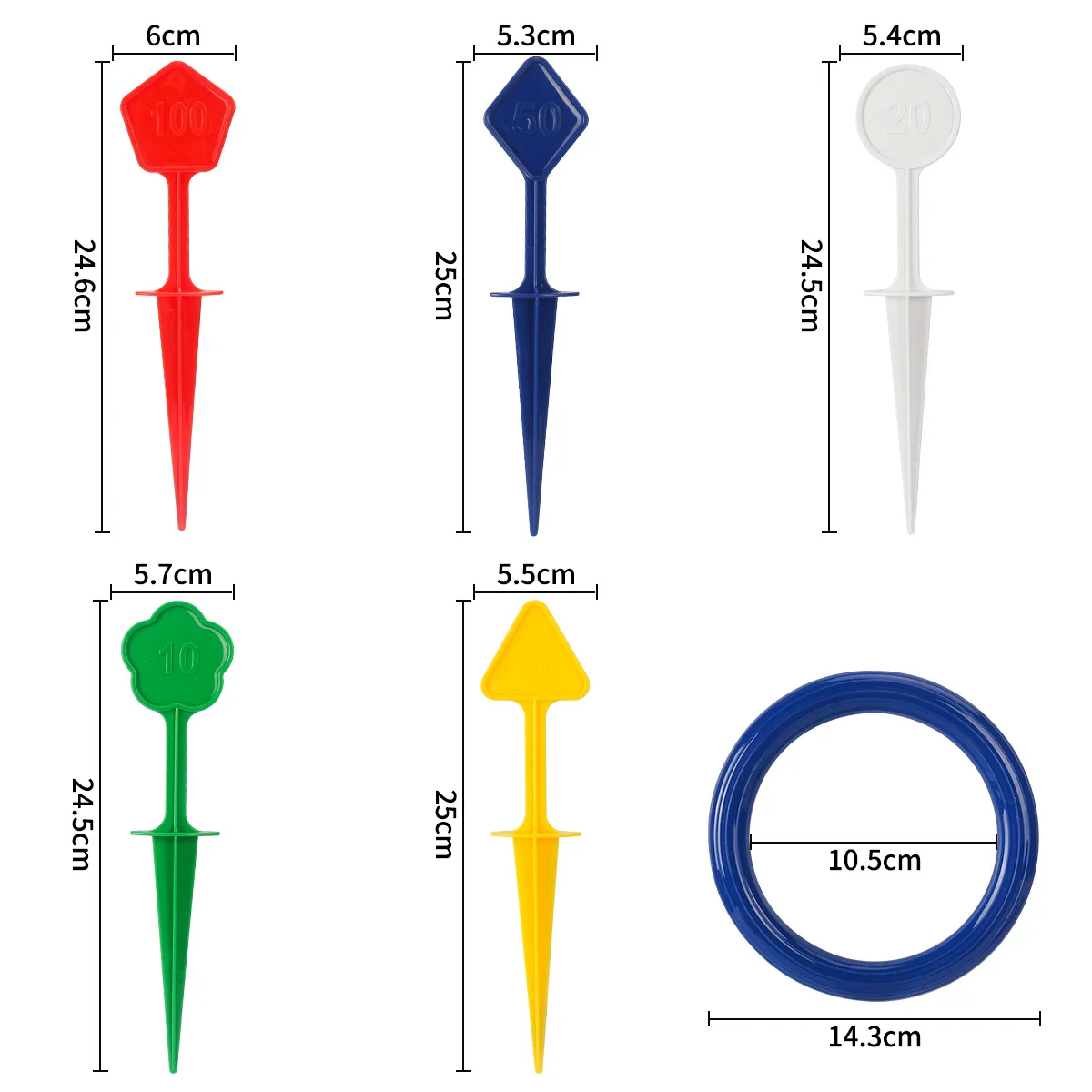 10pcs Plastic Rings+Distance Marking Set Kids Ring Toss Booth Carnival Sports Toys Throwing Speed Training Games Random Color
