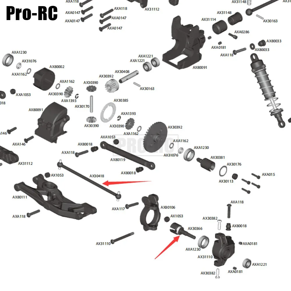 2 uds AX30418 junta de copa de eje oscilante Universal CVD frontal de acero para RC Crawler 1/10 Rock Electric Axial Racing Yeti AX90026