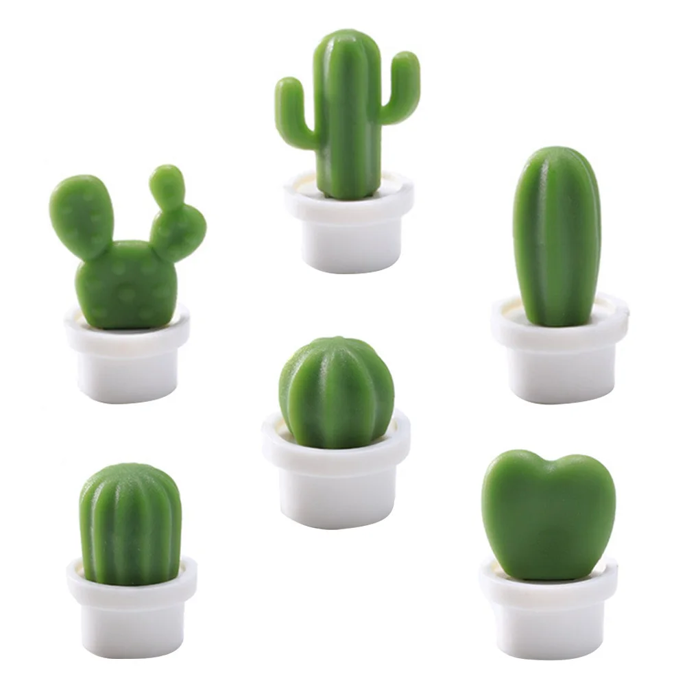 

6Pcs Refrigerator Magnets Cactus Design ABS PP Magnetic Fridge Stickers Whiteboard Memo Clips Fridge Sticker 3D Magnetic Sticker