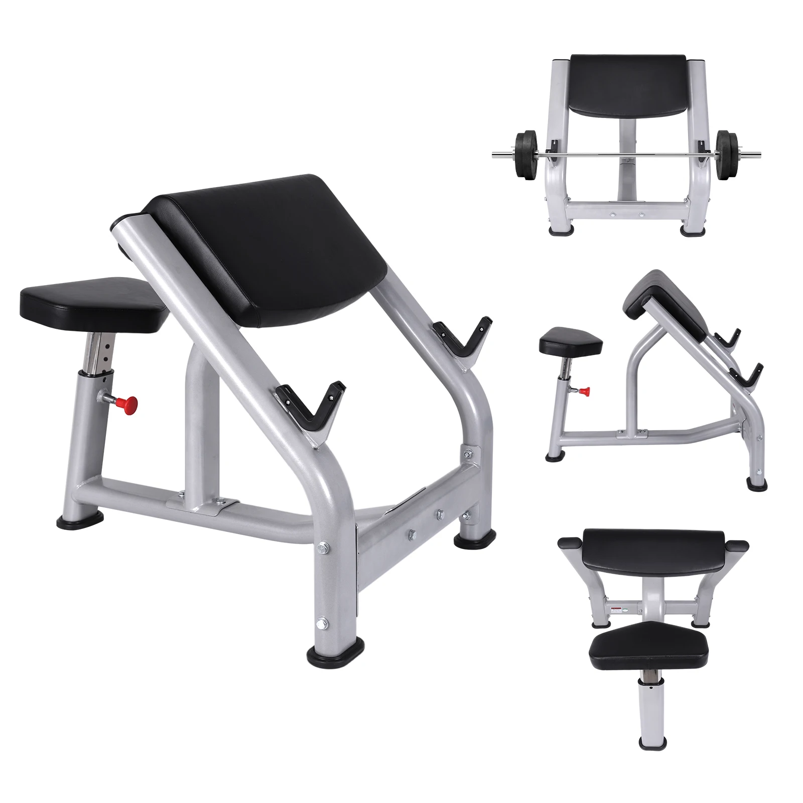 Banco de pesas Preacher Curl, asiento de banco ajustable, barra aislada sentada, estación de bíceps para gimnasio en casa, entrenamiento físico