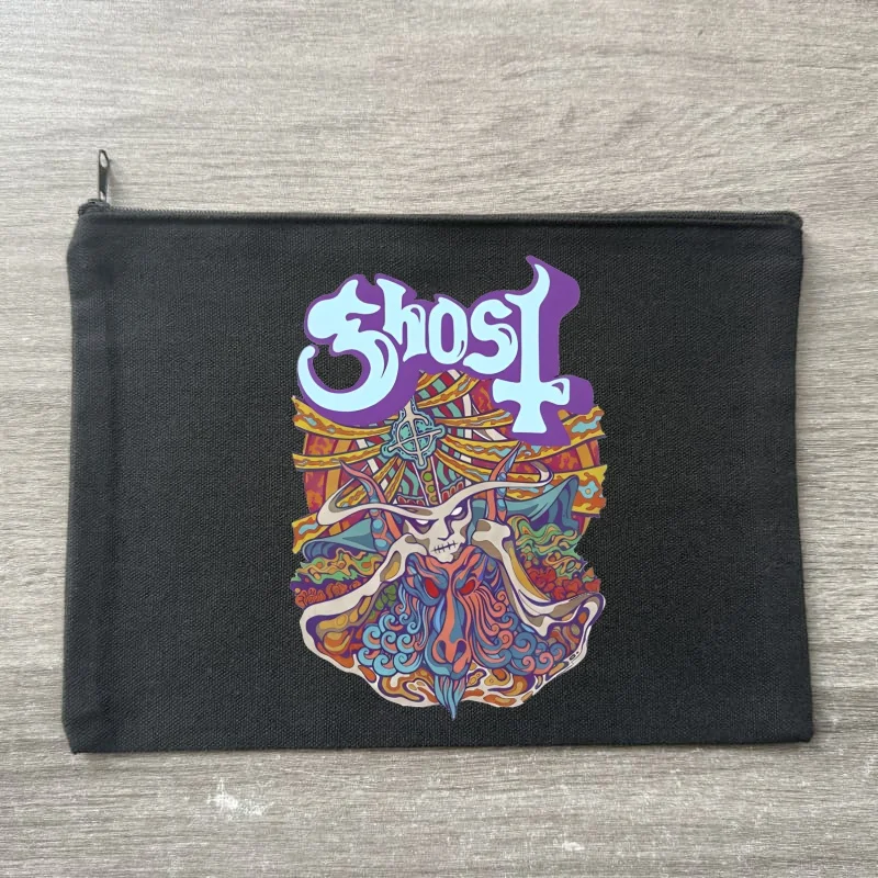 Ghost Band Satanized Canvas Makeup Bag Pocket Lipstick Wash Bag for Wedding Travel Lipstick Bags Storage Organizer
