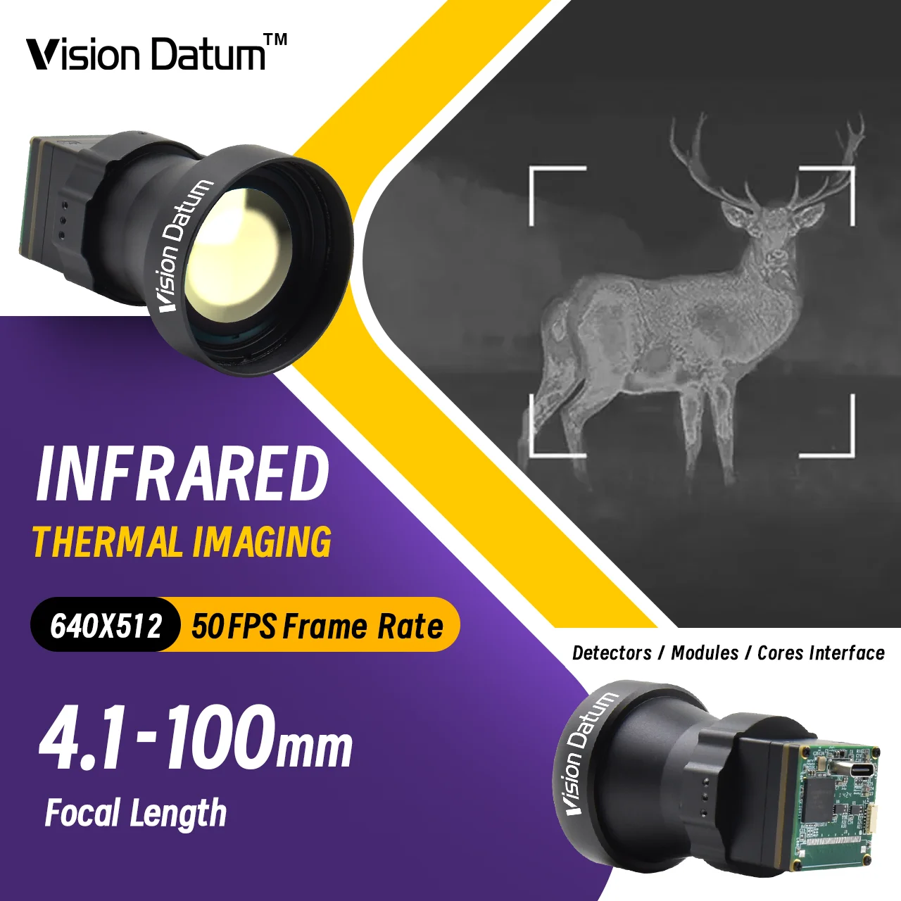640x512 12μm Uncooled Thermal Imaging Module Tiny LWIR Camera Core for UAV Drone Gimbal Payload Night Vision Security Monitorin