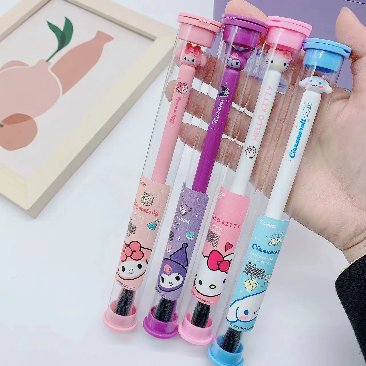 Hello Kitty Soft Toothbrush Cinnamoroll Kuromi Cartoon Student Adult Household Cleaning Toothbrush Travel Portable Child Gift