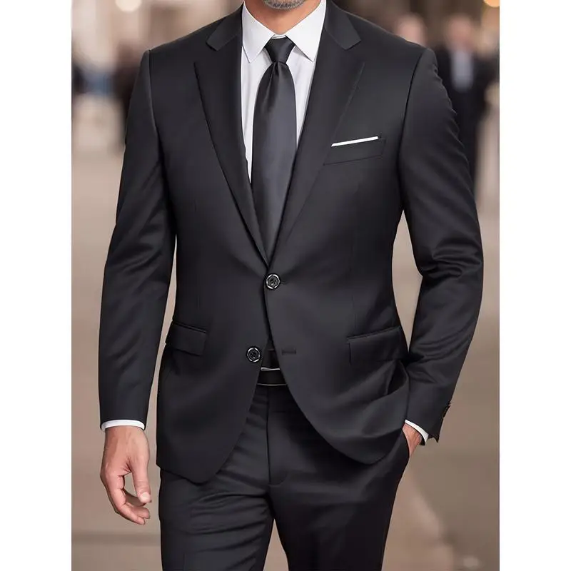 Men's Fashion Suit Set 2pcs Jacket And Trousers Wide Fit Special Autumn Collection No Brand Registered Trademark