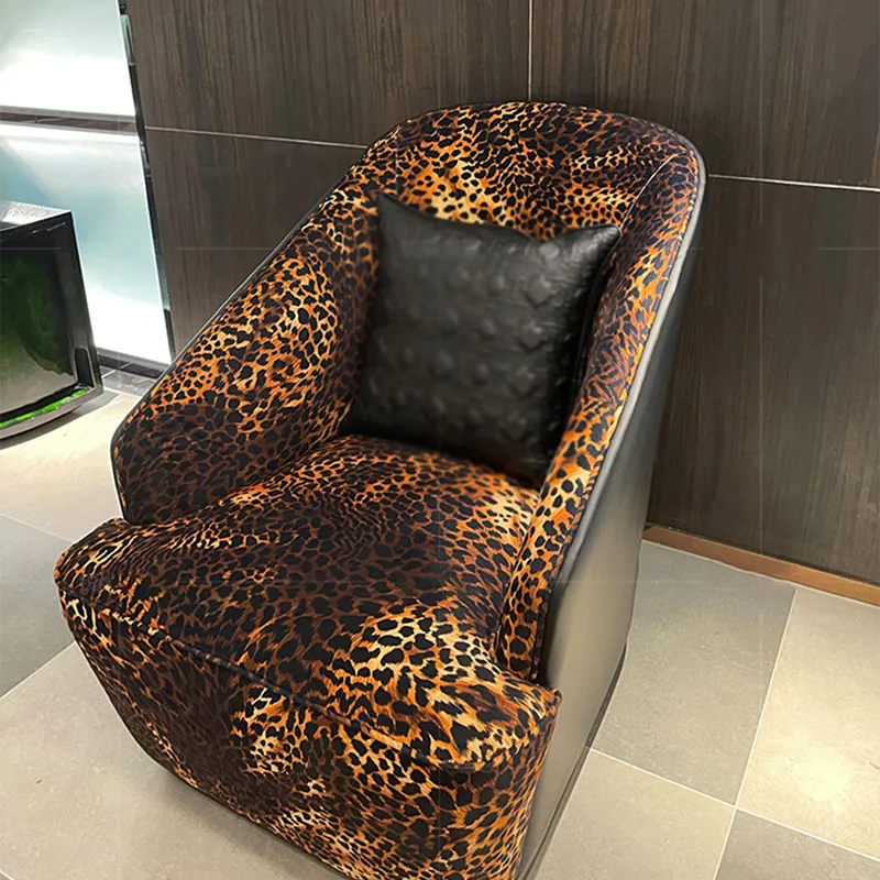 Light luxury leisure chair, postmodern sofa chair, tiger pattern chair, Hong Kong-style recliner Italian style