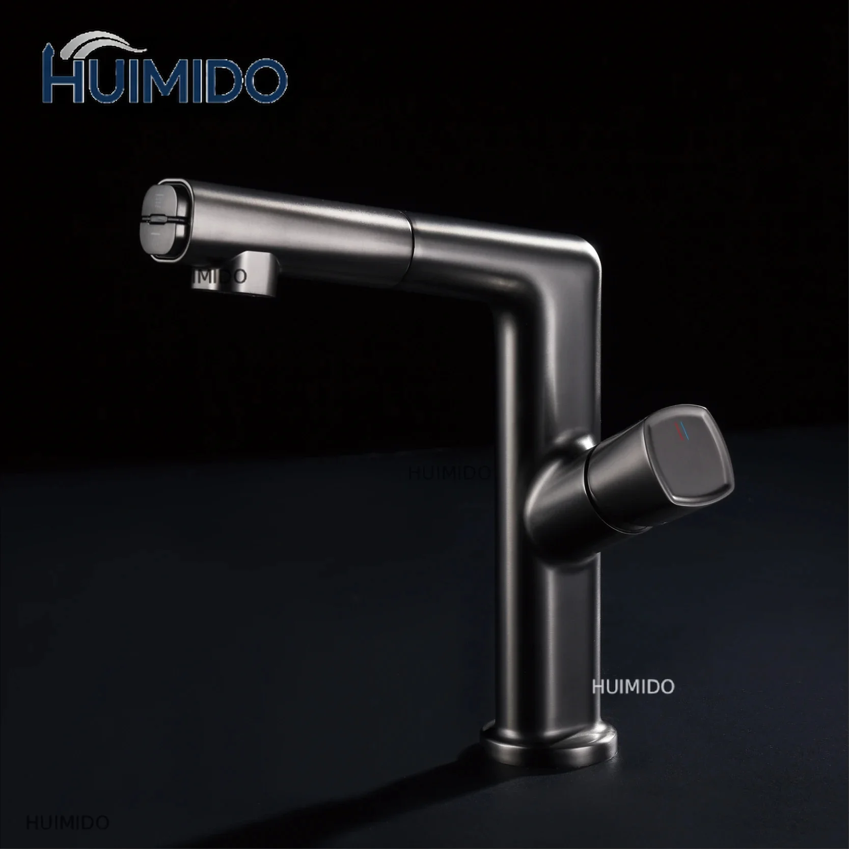 Bathroom Faucet LED Digital Display Design Simple Single Handle Hot and Cold Water Pullout Basin Mixer