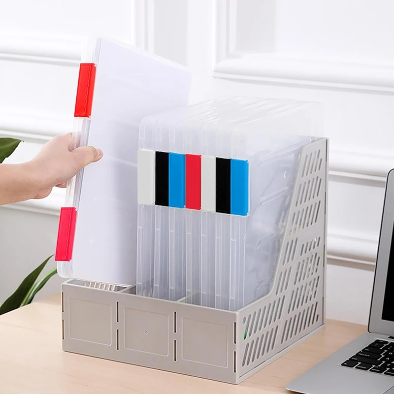 4 Pack A4 File Box,Clear Plastic Document Storage Box,For 8.5Inch X 11Inch Letter Paper, For Magazine File