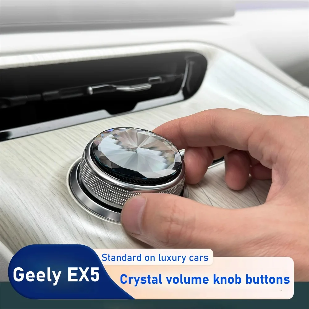 

For Geely Galaxy E5 EX5 2024 2025 1Pcs Car Knob Volume Key Decorative Covers Crystal Knob Gear Panel Patch Stickers Accessories
