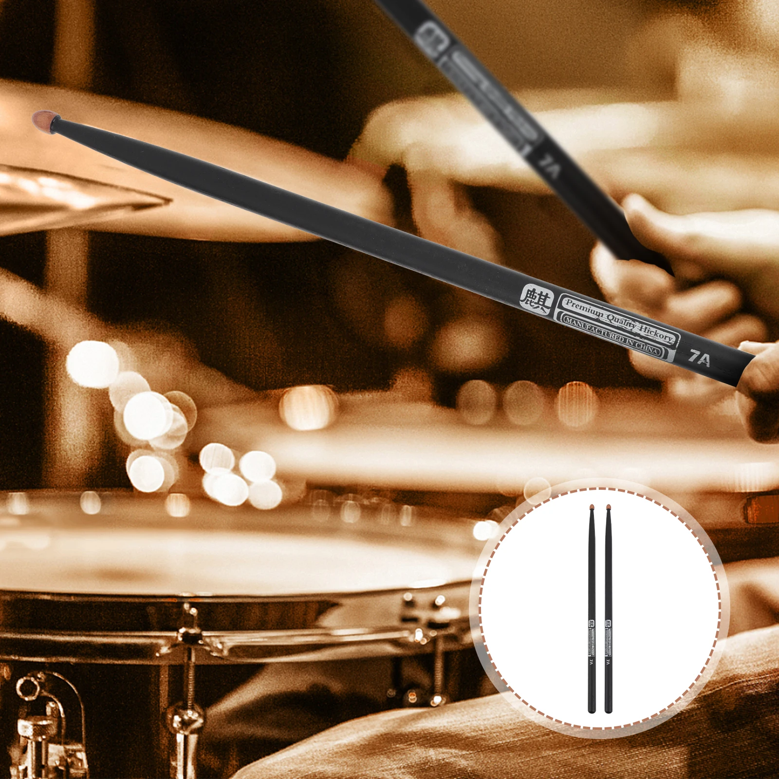

2 Pcs Drumstick Jazz Drumsticks Useful Wooden Musical Instrument Affordable Accessories Practical Walnut Stylish Round