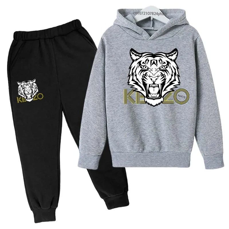 Tiger Head Kids primavera autunno tempo libero moda 2 pezzi felpe con cappuccio + pantaloni abiti 3-13 anni ragazzi ragazze abiti abbigliamento per