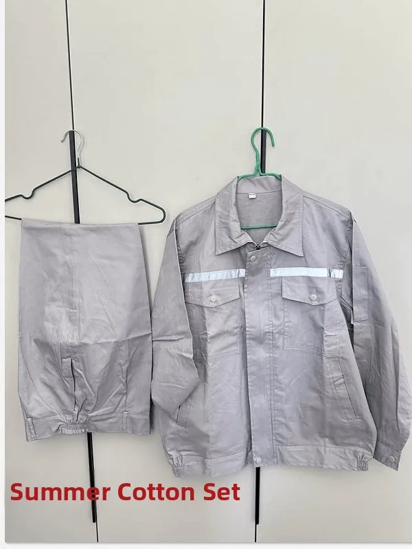 

Pure Cotton Summer Thin Workwear Set Reflective Strip Welding Room ian Protective Clothing Work orm