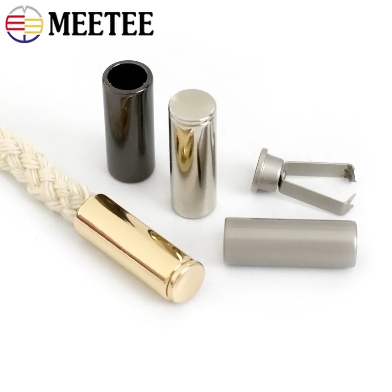 Meetee 10/20Pcs 15/20/24mm Rope Ends Stopper Metal Buckle Cord End Lock Cap Sweater Drawstring Hanging Bell Button Accessories