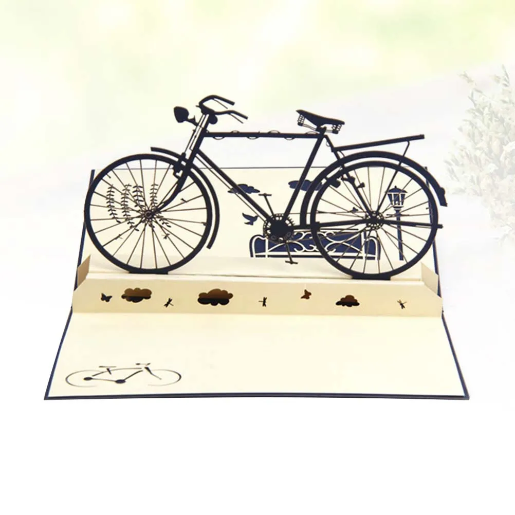 

1PC 3D Father Day Blessing Cards Three-dimensional Retro Bike Greeting Cards Creative 3D Bike Blessing Cards 3D Bike Message for