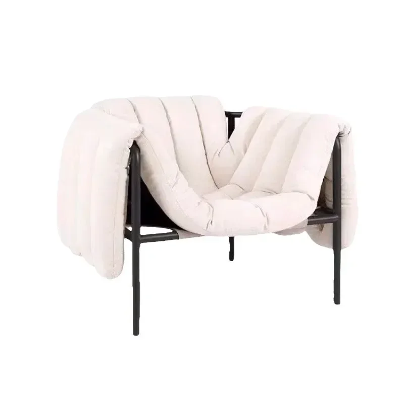 High-end metal living room fabric leather Internet celebrity modern simple single sofa