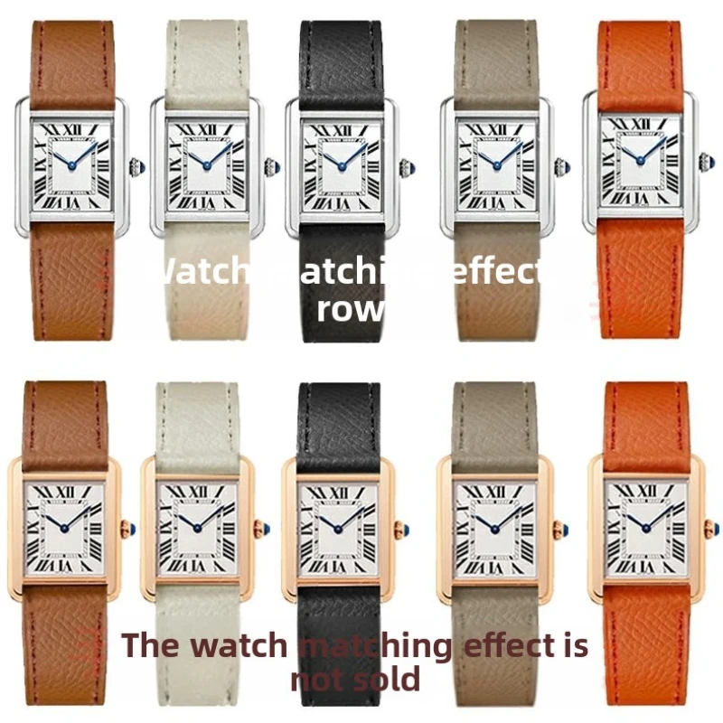 14mm 16mm 18mm 20mm watchband For Cartier Tank London Solo Key Dumont Watch Strap Genuine Leather Wrist Strap men women band view 3