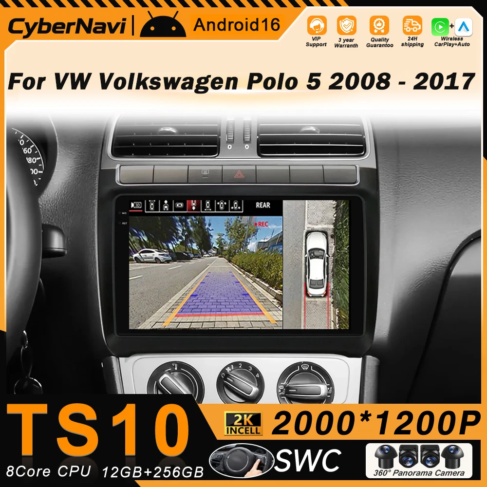 Carplay Android Radio For VW Volkswagen POLO 5 sedan 2008-2020 Auto Car Multimedia GPS Autoradio AI Voice Navigation No 2din DVD