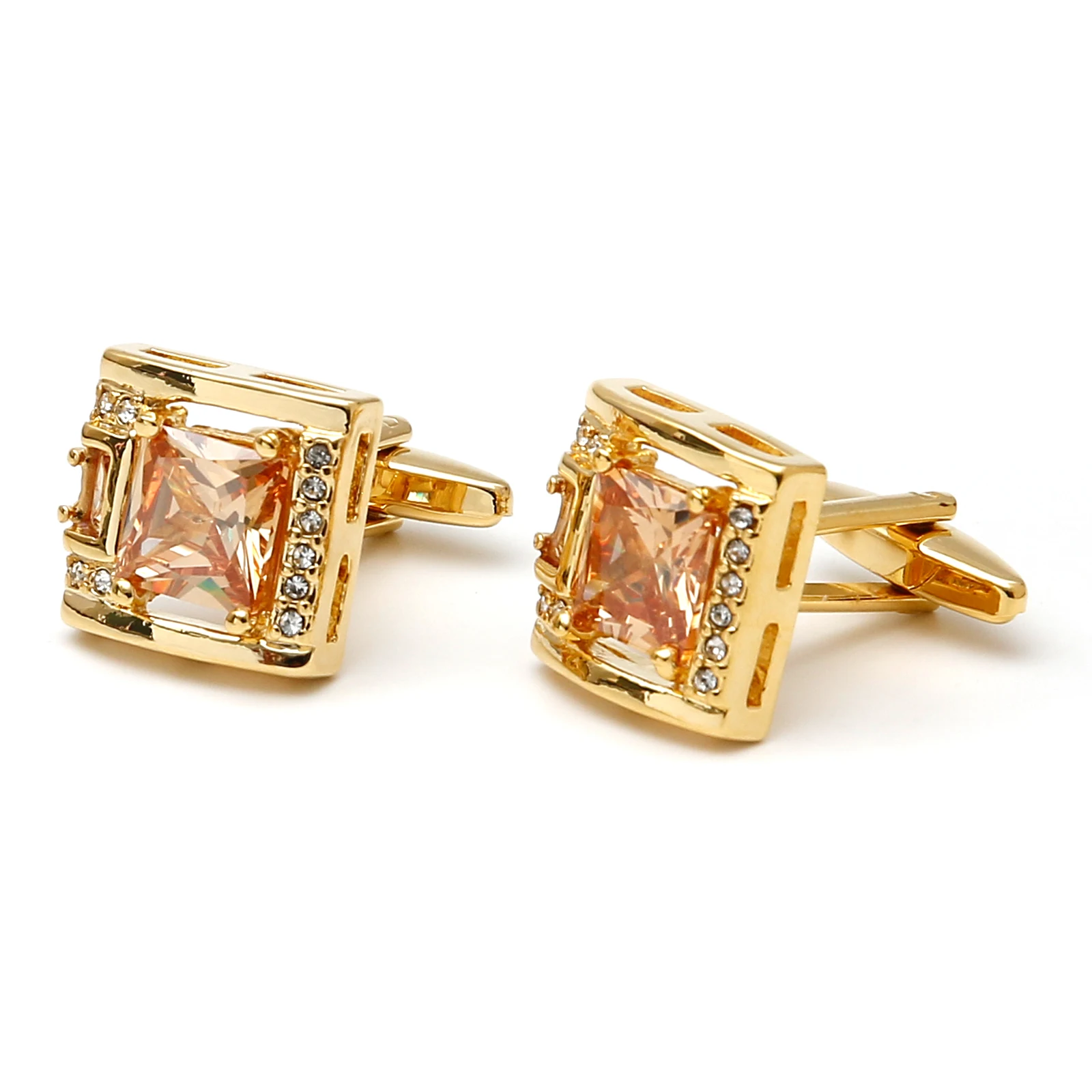 Cufflinks Men 2023 TOMYE XK23039 Luxury Zircon and Rhinestone Gold Square Copper Formal Business Texudo Shirt Cuff Links Gifts