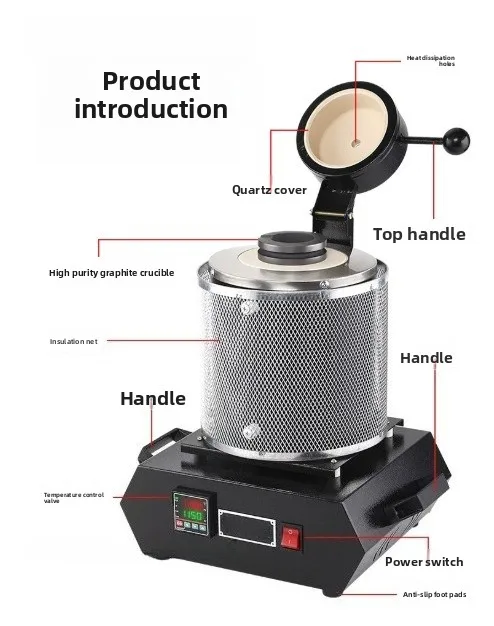 Small gold melting furnace high temperature melting metal graphite crucible metal temperature control furnace