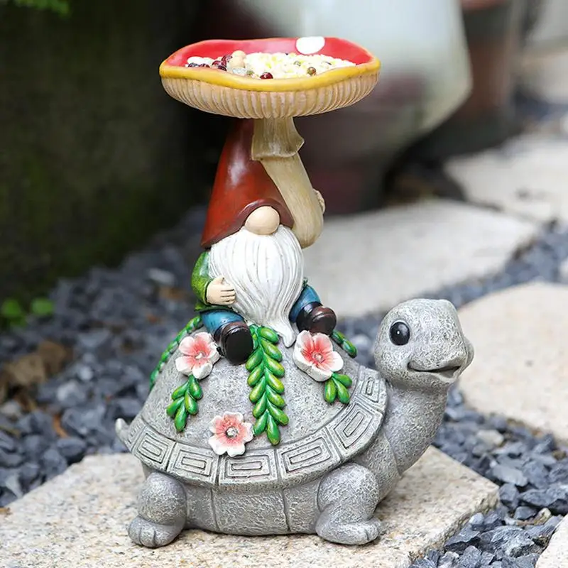 

Cute Solar Turtle Lamp Garden Gnome Bird Feeder 300mA Resin Creative Succulent Turtle Courtyard Light For Family Gatherings