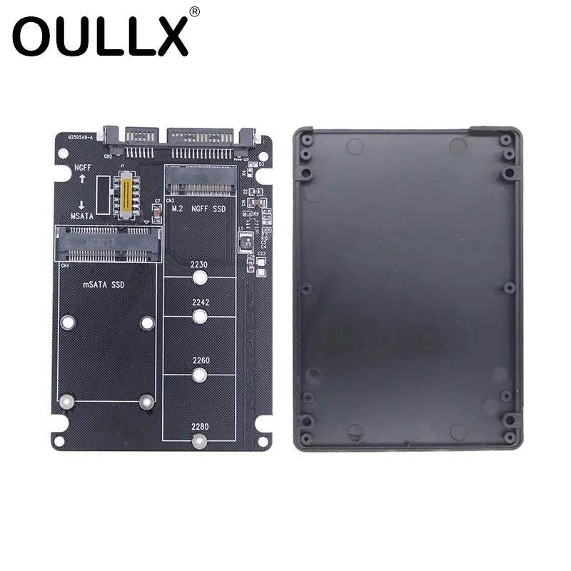 M.2 NGFF & mSATA to SATA 3.0 Dual Mode SSD Adapter Card, Built-in Switch for Protocol Switching, External Hard Drive Enclosure C
