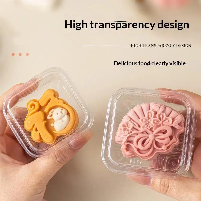 【MA】50 Pcs Transparent Plastic Mooncake Tray Thickened Sturdy Material For Mid Autumn Pastry Dessert Packaging