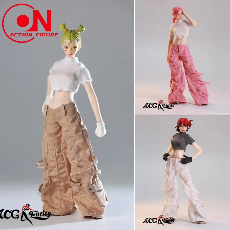 ACG-49 1/12 스케일 여성 단색 반팔 티셔츠 작업복 의상 모델 6인치 군인 액션 피규어 바디 인형용