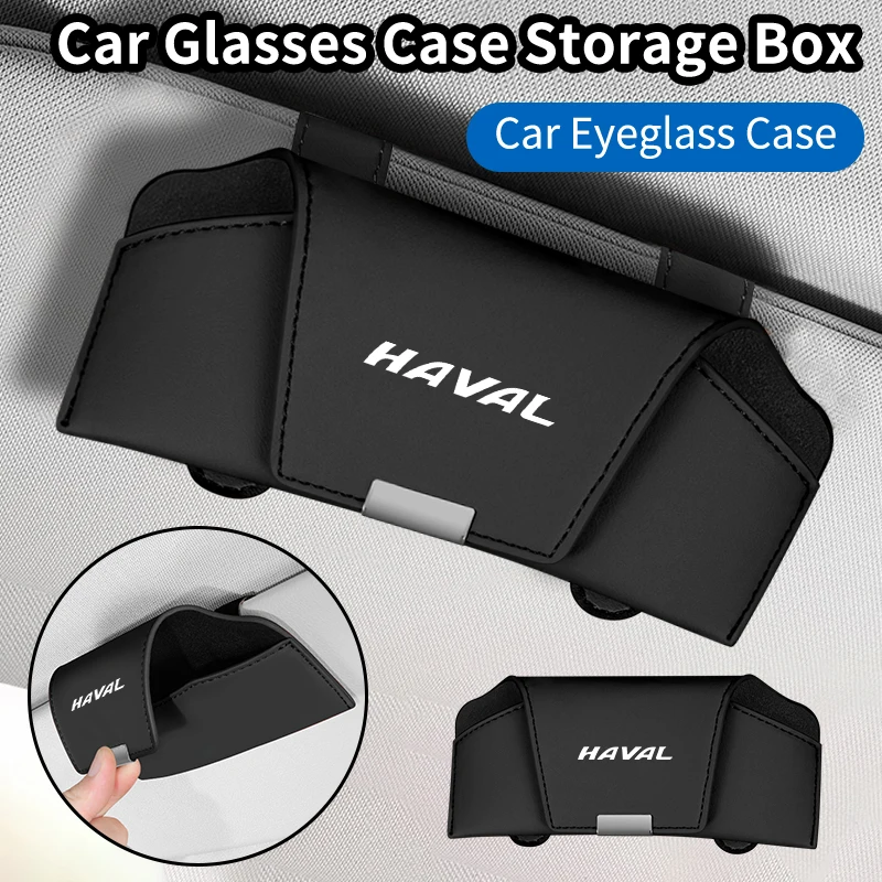 

New Car Glasses Case Storage Box Leather Sun Visor Glasses Case For Great Wall Haval F7 H6 H2 H3 H5 H7 H8 H9 M4 F7X F7H H2S