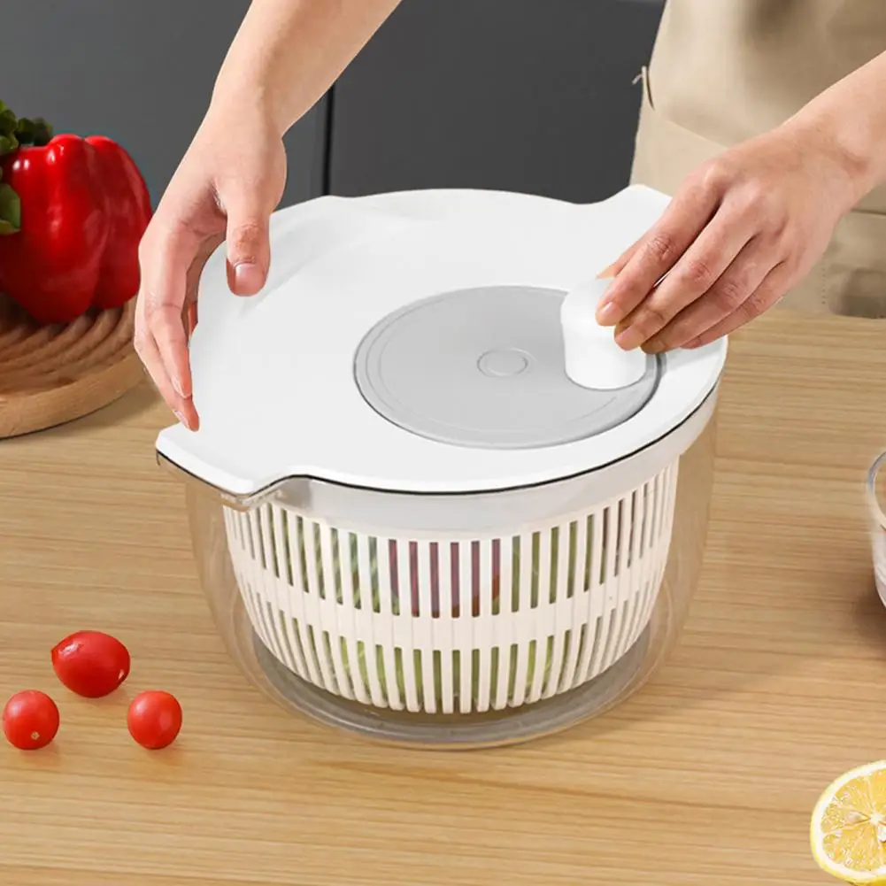 Comfortable Handle Salad Spinner Lettuce Spinner with Mesh Basket Leak-proof Drain Spout for Quick Spin for Kitchen for Home