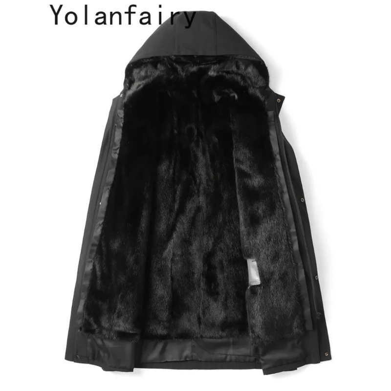 

YOLANFAIRY парка из натурального меха, мужская одежда, зимняя куртка с капюшоном, высококачественная съемная куртка с подкладкой из норкового меха, мужские теплые пальто из натурального меха Abrigo