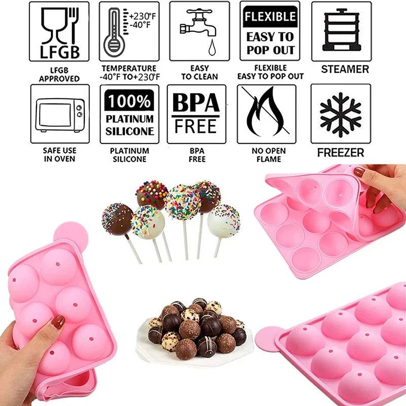 Cake  Mold Silicone Lollipop Maker Cakepop Baking Mould Candy  Moule Kitchen Accessories Decorating Tools With Pen Sticks